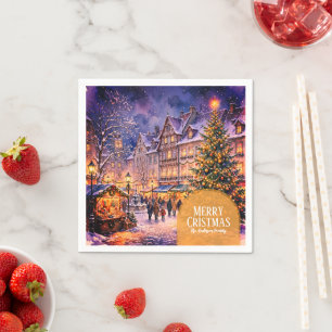 Kerstmis Dorpsfamilie Kerstmis Onderzetter Servet