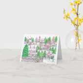 Kerstmis Dorpskaart Kaart (Gele Bloem)