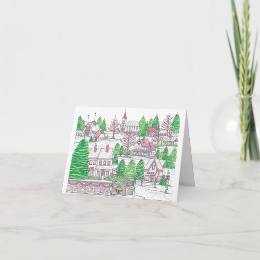 Kerstmis Dorpskaart Kaart (Voorkant)