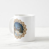 Kerstmis dorpskant tafelloper koffiemok (Voorkant links)