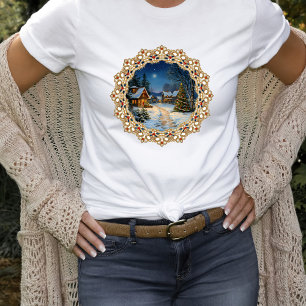Kerstmis dorpskant tafelloper t-shirt