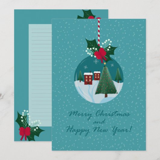Kerstmis dorpsornament kaart (Voorkant / Achterkant)