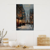 Kerstmis dorpsprint, antieke feestdagen poster (Keuken)