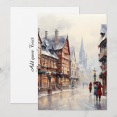 Kerstmis dorpsstraat vakantiedorp feestdagenkaart (Voorkant / Achterkant)