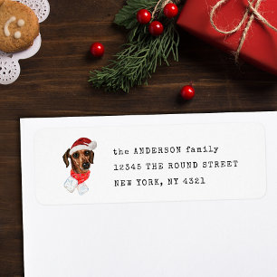 Kerstmis Draadharige Dachshund Hond Retouradres Etiket