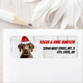 Kerstmis Draadharige Pointer Hond Retouradres Etiket