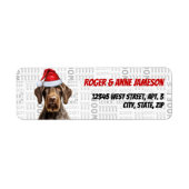 Kerstmis Draadharige Pointer Hond Retouradres Etiket (Voorkant)