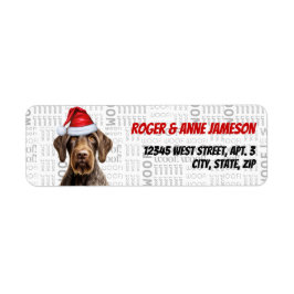 Kerstmis Draadharige Pointer Hond Retouradres Etiket