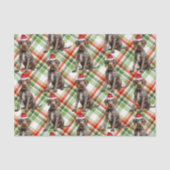 Kerstmis Draadharige Pointer Hond Rood Geruit Kers Tissuepapier (Voorkant)