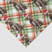 Kerstmis Draadharige Pointer Hond Rood Geruit Kers Tissuepapier (Detail)