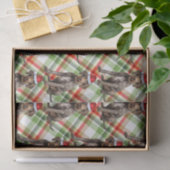 Kerstmis Draadharige Pointer Hond Rood Geruit Kers Tissuepapier (Geschenk)