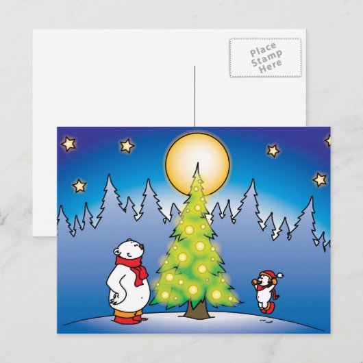 Kerstmis draagt feestdagenkaart (Voorkant / Achterkant)