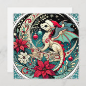 Kerstmis Draak Feestdagenkaart (Voorkant / Achterkant)