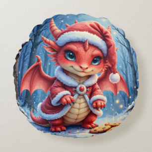 Kerstmis draak, te schattig om aan te houden, rond kussen