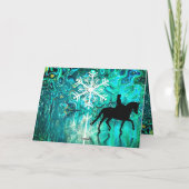 Kerstmis Dressuurpaard Sneeuwvlokreflecties Feestdagen Kaart (Achterkant)