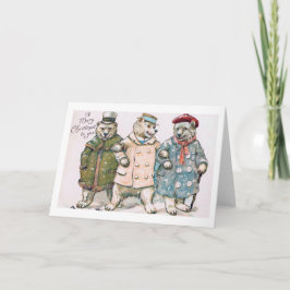 "Kerstmis drie draagt" Vintage Feestdagen Kaart