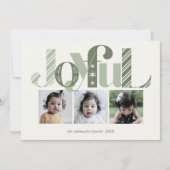 Kerstmis drie Foto Joyful Tea Green Feestdagenkaart (Voorkant)