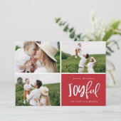 Kerstmis drie foto moderne typografie blij feestdagenkaart (Staand voorkant)