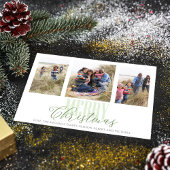 Kerstmis Drie Fotografie Groene Snowflake Feestdagenkaart