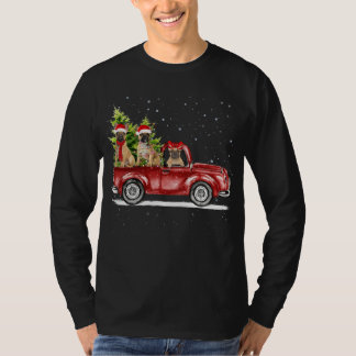 Kerstmis drie Franse Bulldog Dog Ride Red Truck T-shirt