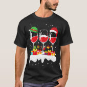 Kerstmis drie glas rode wijn kerstkerstkerstkerstk t-shirt (Voorkant)