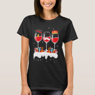 Kerstmis, drie glas rode wijn, kerstman 1 t-shirt