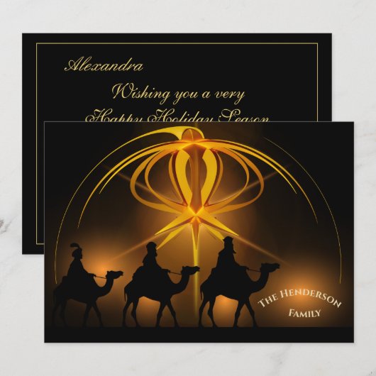 Kerstmis drie Koningen Gouden Douane Feestdagenkaart (Voorkant / Achterkant)