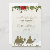 Kerstmis Drie Koningen Poinsettia Religieus Feestdagenkaart (Voorkant / Achterkant)