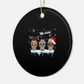 Kerstmis drie Mexicaanse bloemen suikerschedel in Keramisch Ornament (Links)