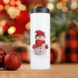 Kerstmis driedimensionale sneeuwman thermosbeker