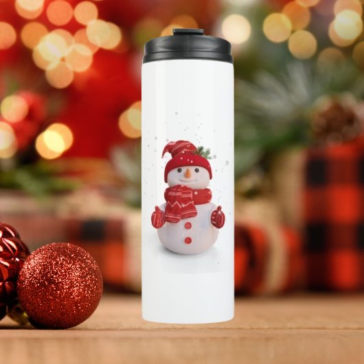 Kerstmis driedimensionale sneeuwman thermosbeker