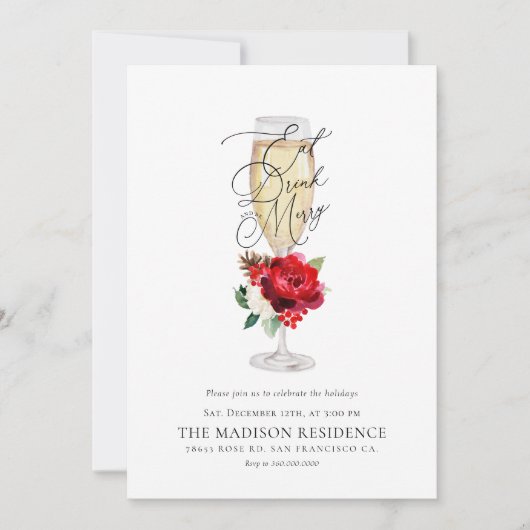 Kerstmis Drink en prettige feestdag Kaart (Voorkant)