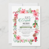 Kerstmis Drink en prettige uitnodiging voor het et (Voorkant)