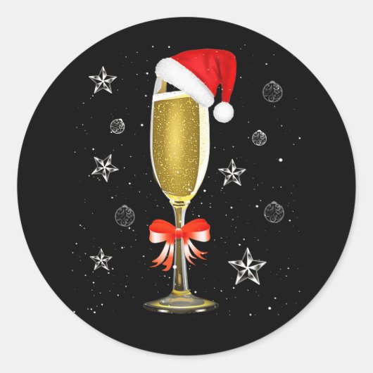 Kerstmis, Drink met kerstmis en met een klas kerst Ronde Sticker (Voorkant)