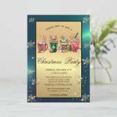 Kerstmis Drink Snowflakes Company Party Kaart (Staand voorkant)