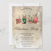 Kerstmis Drink Snowflakes Gold Kerstmis Kaart (Voorkant)