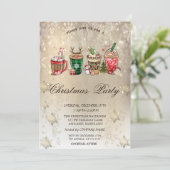 Kerstmis Drink Snowflakes Gold Kerstmis Kaart (Staand voorkant)