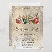 Kerstmis Drink Snowflakes Gold Kerstmis Kaart (Voorkant / Achterkant)