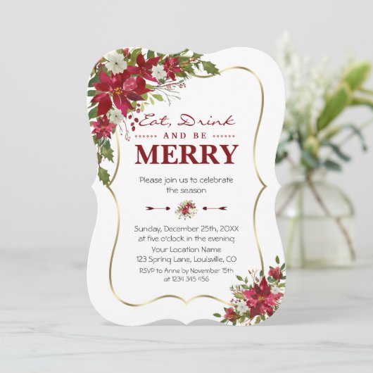 Kerstmis, Drink van goudvlees en vrolijkheid Kaart (Staand voorkant)