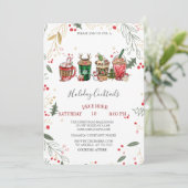 Kerstmis Drinken Cocktail Holly Company kerst Kaart (Staand voorkant)