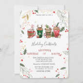 Kerstmis Drinken Cocktail Holly Company kerst Kaart (Voorkant)