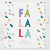 KERSTMIS DRINKEN kleurrijke leuke felle fa la la Wijn Etiket (Enkel label)