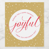 KERSTMIS DRINKEN vreugdevolle kalligrafie rood gou Wijn Etiket (Enkel label)