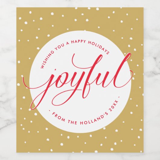 KERSTMIS DRINKEN vreugdevolle kalligrafie rood gou Wijn Etiket (Enkel label)