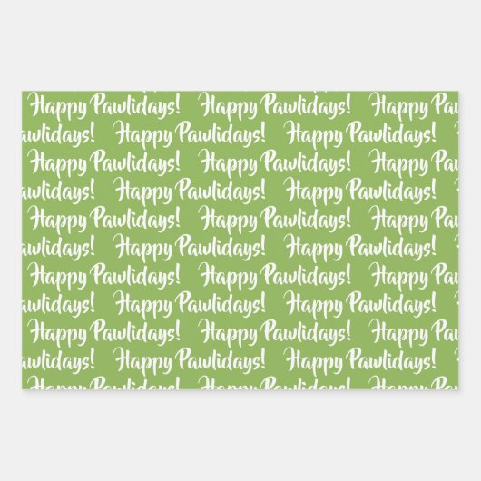 Kerstmis drukt Pattern Red Happy Pawlidays uit Inpakpapier Vel (Voorkant 3)