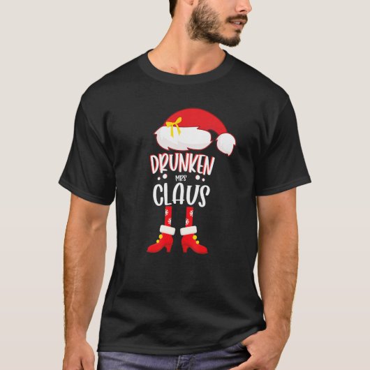 Kerstmis Drunken Mrs Claus Costume Xmas Santa T-shirt (Voorkant)