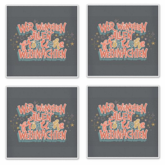 KERSTMIS DUITSE BELETTERING WIR WUNSCHEN ALLEN VAN STICKER (Voorkant)