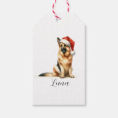 Kerstmis Duitse Herder Hond Santa Hat Cadeaulabel (Voorkant)