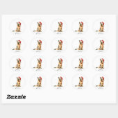 Kerstmis Duitse Herder Hond Santa Hat Ronde Sticker (Vel)