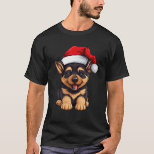 Kerstmis Duitse Herder Hond Santa Hoed Grappige Xm T-shirt